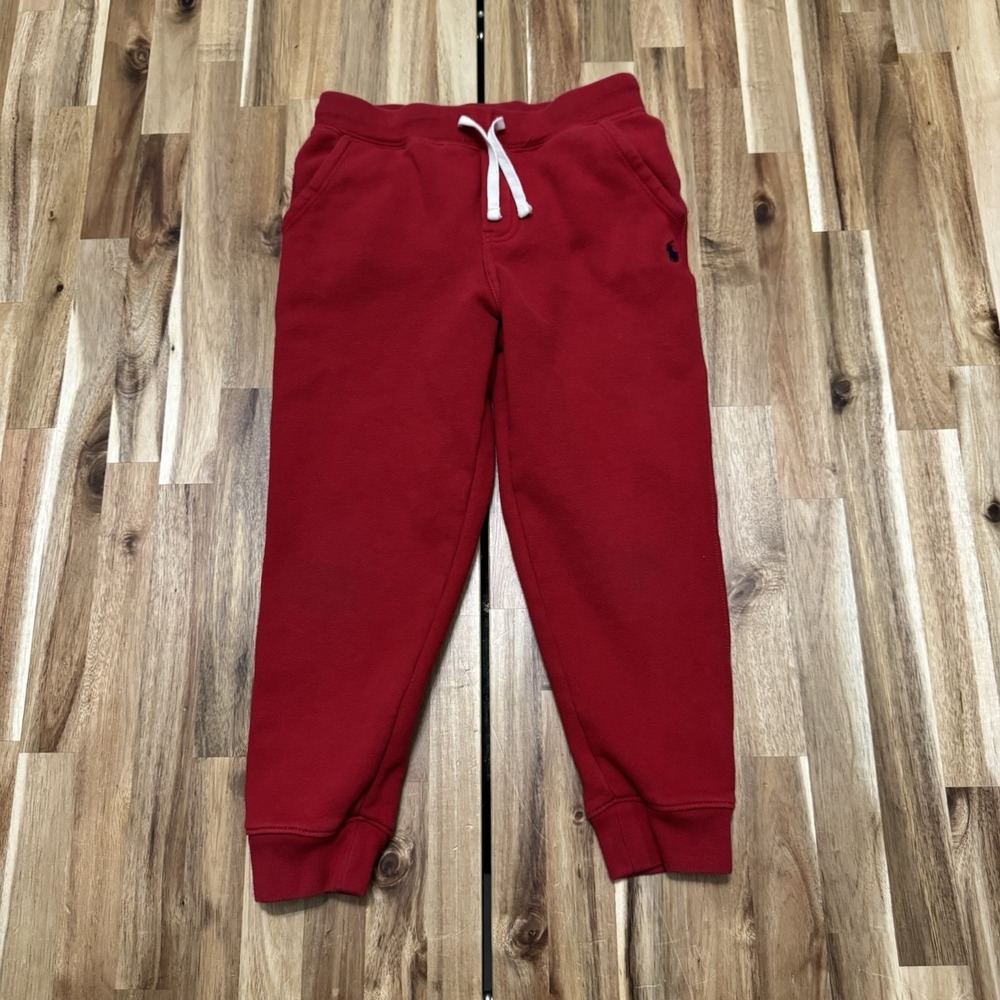 Polo Ralph Lauren Joggers Boys Size 7 Red Fleece French Terry Preppy Drawstring